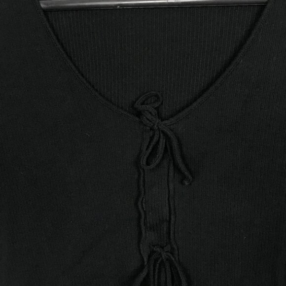 MADEWELL - Cropped Black Tee With Ties Up The Front Size M - Picture 2 of 5